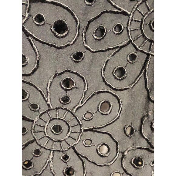 Y2K MOSCHINO CHEAP And CHIC. Black Babydoll Empire Waist. Draped Floral Eyelet M - Picture 8 of 10